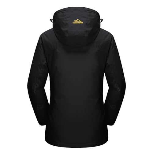 Femmes Ski Veste Imperméable D'hiver Vestes En Plein Air Neige Coupe-Vent Veste Ski Chaud Vestes Pur Noir L