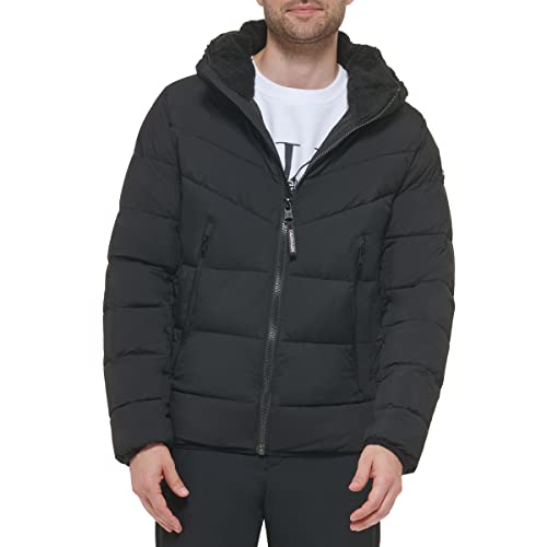 Veste extensible à capuche pour hommes, ébène, grand