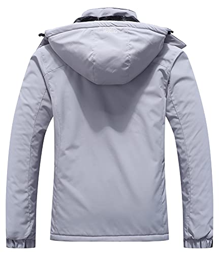 Veste de ski pour femmes chaud hiver imperméable coupe-vent à capuche imperméable snowboard vestes gris clair-XL