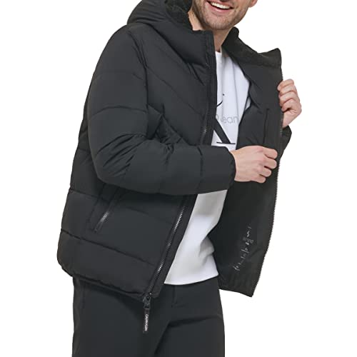 Veste extensible à capuche pour hommes, ébène, grand