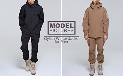 Mens Jacket Manteaux d'hiver pour hommes Veste imperméable Fleece Snowboarding Jacket Casual Outdoor Soft Shell Jackets Veste de pluie Veste tactique Gris&hellip;