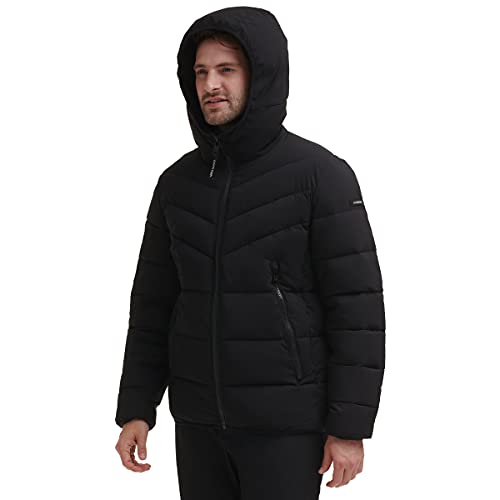 Veste extensible à capuche pour hommes, ébène, grand