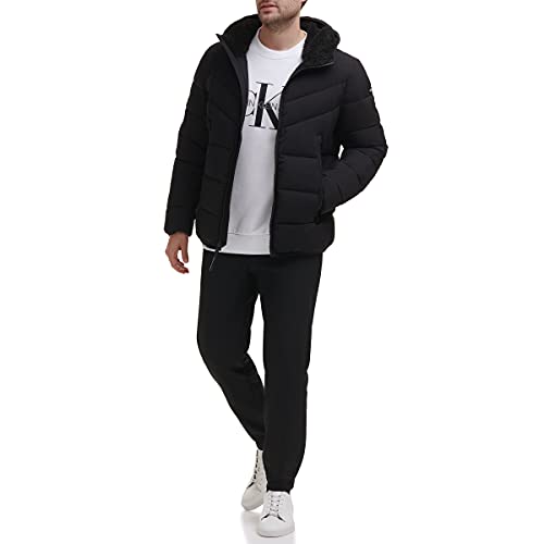 Veste extensible à capuche pour hommes, ébène, grand