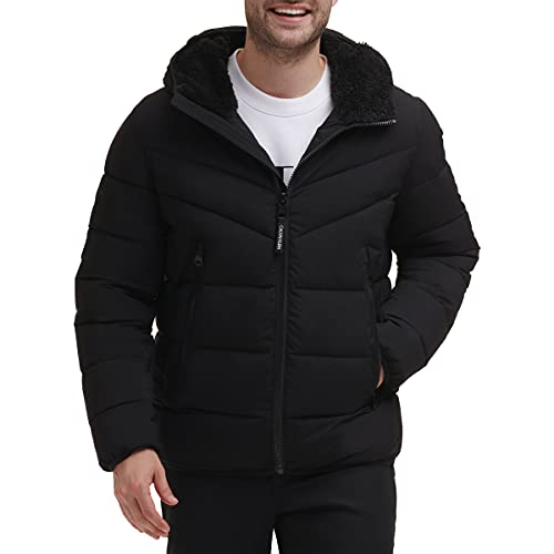Veste extensible à capuche pour hommes, ébène, grand