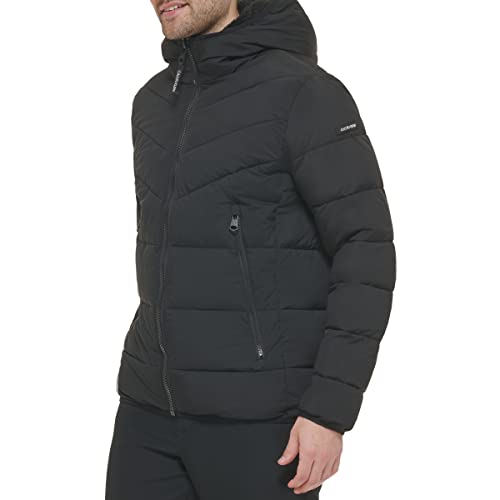 Veste extensible à capuche pour hommes, ébène, grand