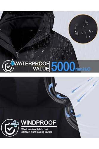 Femmes Ski Veste Imperméable D'hiver Vestes En Plein Air Neige Coupe-Vent Veste Ski Chaud Vestes Pur Noir L