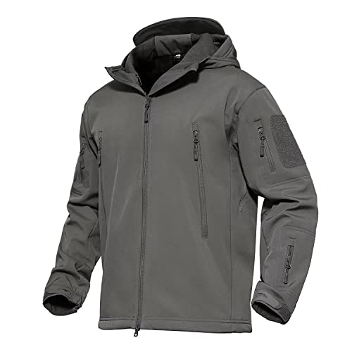 Mens Jacket Manteaux d'hiver pour hommes Veste imperméable Fleece Snowboarding Jacket Casual Outdoor Soft Shell Jackets Veste de pluie Veste tactique Gris&hellip;