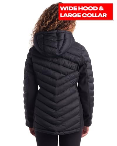 Veste Femme-Manteau Parka Matelassé Matelassé Léger avec Panneaux Flex Stretch Veste Décontractée pour Femme (S-XL), Taille Medium, Noir
