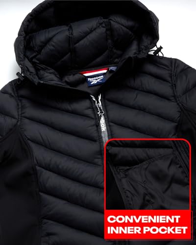 Veste Femme-Manteau Parka Matelassé Matelassé Léger avec Panneaux Flex Stretch Veste Décontractée pour Femme (S-XL), Taille Medium, Noir