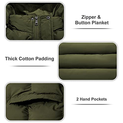 Manteau d'hiver des femmes épaissir Puffer veste chaude bulle manteau avec capuche amovible armée vert moyen
