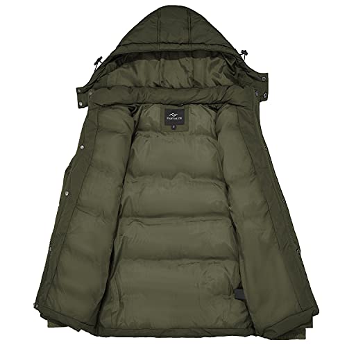 Manteau d'hiver des femmes épaissir Puffer veste chaude bulle manteau avec capuche amovible armée vert moyen