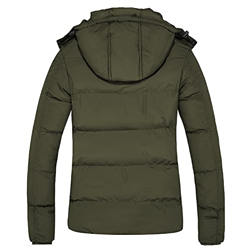 Manteau d'hiver des femmes épaissir Puffer veste chaude bulle manteau avec capuche amovible armée vert moyen