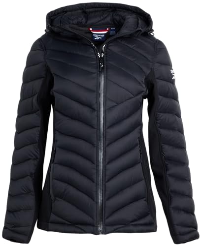 Veste Femme-Manteau Parka Matelassé Matelassé Léger avec Panneaux Flex Stretch Veste Décontractée pour Femme (S-XL), Taille Medium, Noir