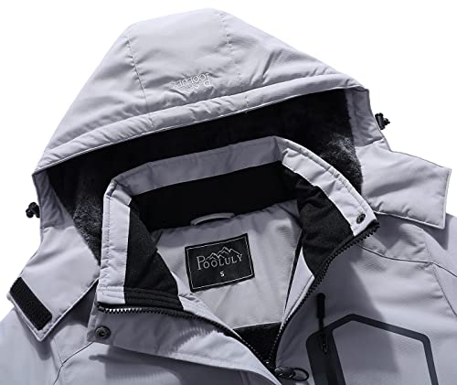 Veste de ski pour femmes chaud hiver imperméable coupe-vent à capuche imperméable snowboard vestes gris clair-XL