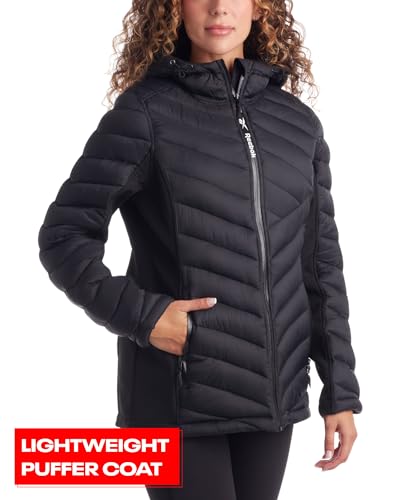 Veste Femme-Manteau Parka Matelassé Matelassé Léger avec Panneaux Flex Stretch Veste Décontractée pour Femme (S-XL), Taille Medium, Noir