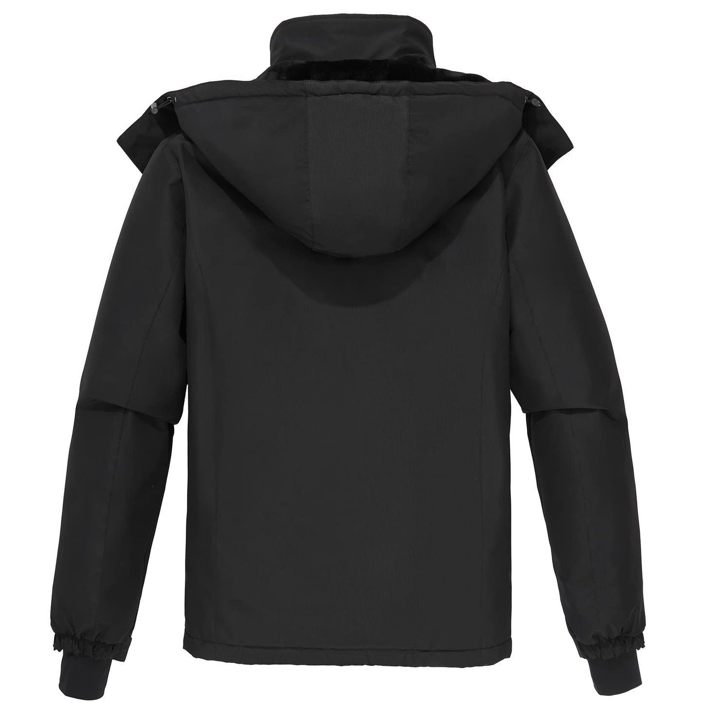Hommes de Montagne Neige Imperméable Ski Veste Détachable Capuche Coupe-Vent Polaire Parka Veste De Pluie D'hiver Manteau Noir L