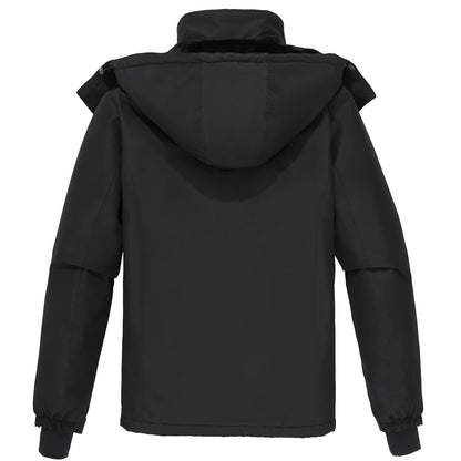 Hommes de Montagne Neige Imperméable Ski Veste Détachable Capuche Coupe-Vent Polaire Parka Veste De Pluie D'hiver Manteau Noir L