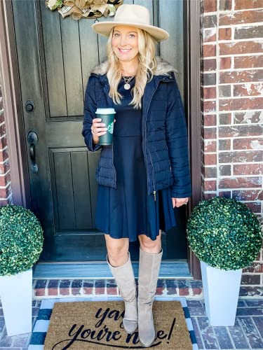 Femmes Casual Fausse Fourrure Revers Zip Poches Matelassé Parka Veste Puffer Manteau Coatigan Vestes pour Femme Noir Large (Convient US 12-US 14)