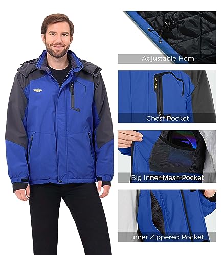 Veste coupe-vent pour hommes Big and Tall Ski Coats Sky Blue 3XL