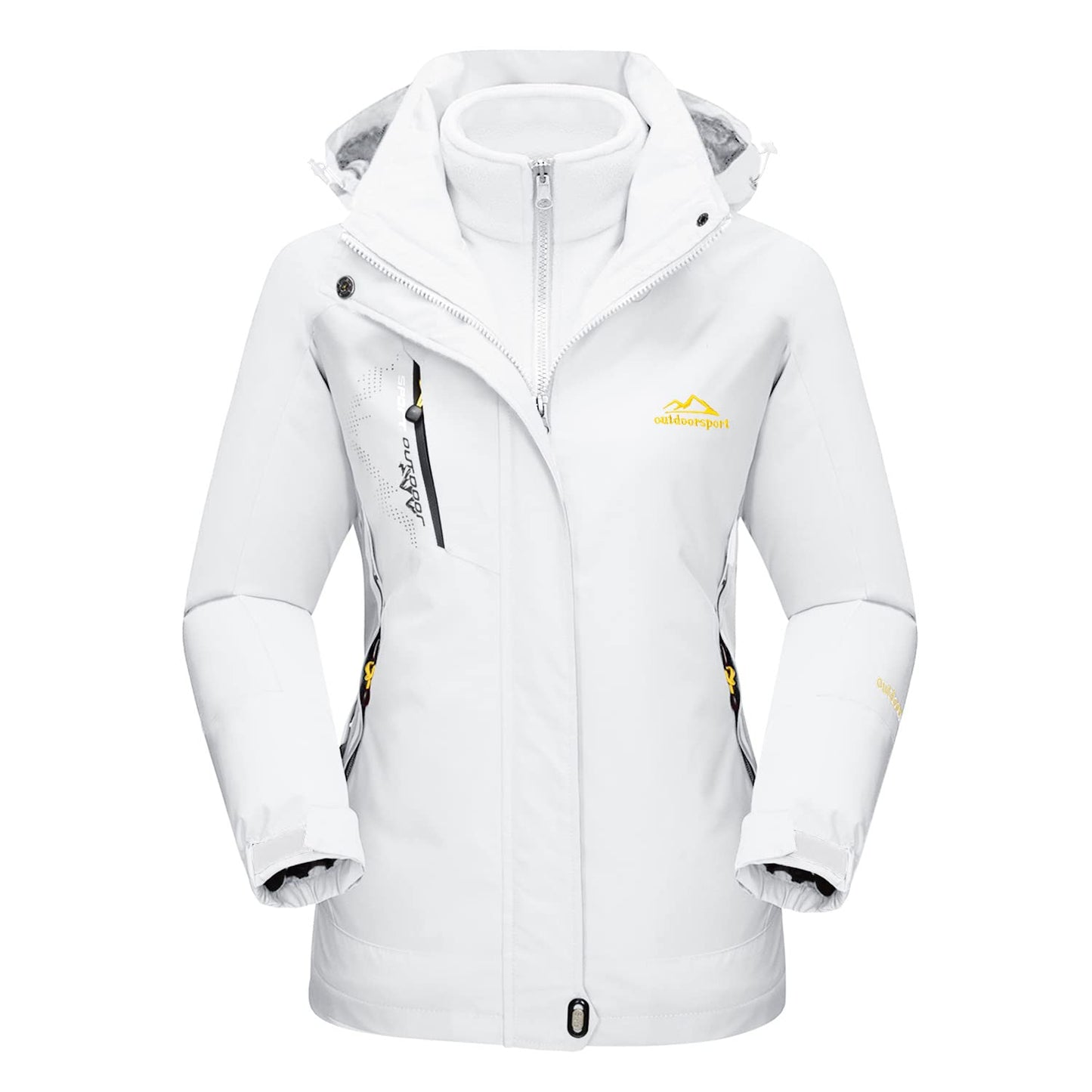 Vestes imperméables pour Femmes Hiver Ski Veste Polaire Montagne Veste En Plein Air Neige Randonnée Vestes Pur Blanc M