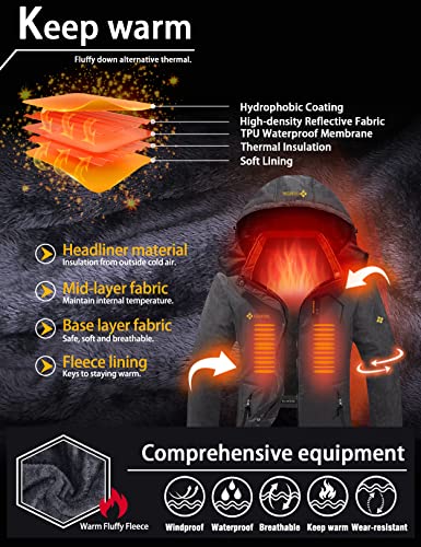 Veste de neige de ski imperméable d'hiver pour femme (gris graphite, XXLarge)