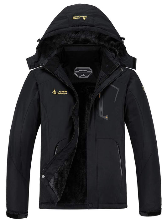 Veste de ski imperméable pour homme hiver chaud manteau de neige montagne coupe-vent imperméable à capuche, noir, grand