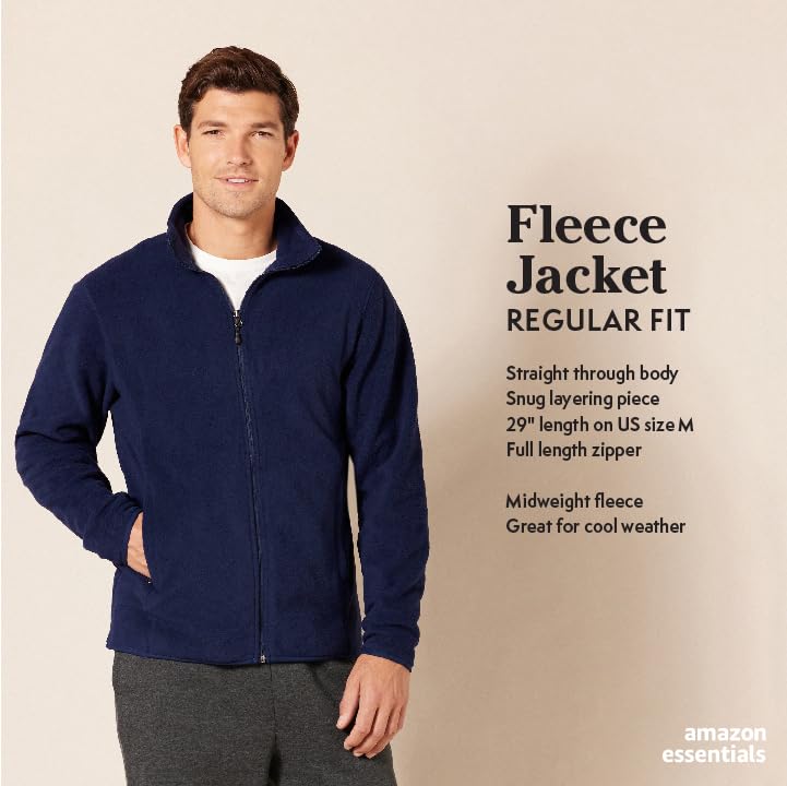 Amazon Essentials Men's Full-Zip Fleece Jacket (Available in Big & Tall), Forest Green, Large