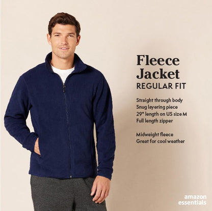 Amazon Essentials Men's Full-Zip Fleece Jacket (Available in Big & Tall), Forest Green, Large