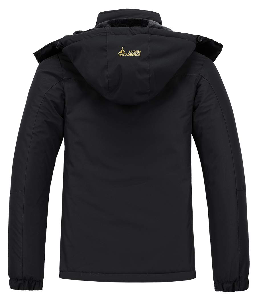 Veste de ski imperméable pour homme hiver chaud manteau de neige montagne coupe-vent imperméable à capuche, noir, grand