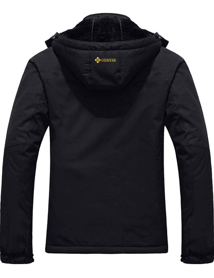 Veste d'hiver coupe-vent imperméable de pluie de ski de montagne des hommes (noir, moyen)