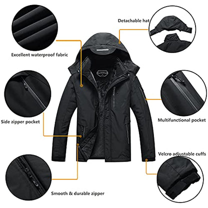 Veste de ski imperméable pour hommes chaud hiver neige manteau à capuche
