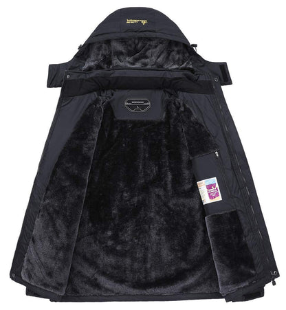 Veste de ski imperméable pour homme hiver chaud manteau de neige montagne coupe-vent imperméable à capuche, noir, grand