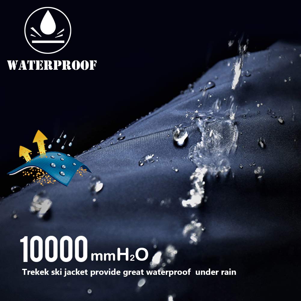 Homme Hiver Ski Pluie Chaud Polaire Imperméable En Plein Air Montagne Randonnée Coupe-Vent À Capuche Manteau De Neige, Noir, X-Large