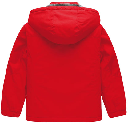 Enfants neige veste enfant hiver manteau garçon imperméable à l'eau Ski extérieur coupe-vent polaire doublé capuche rouge pur 10/12