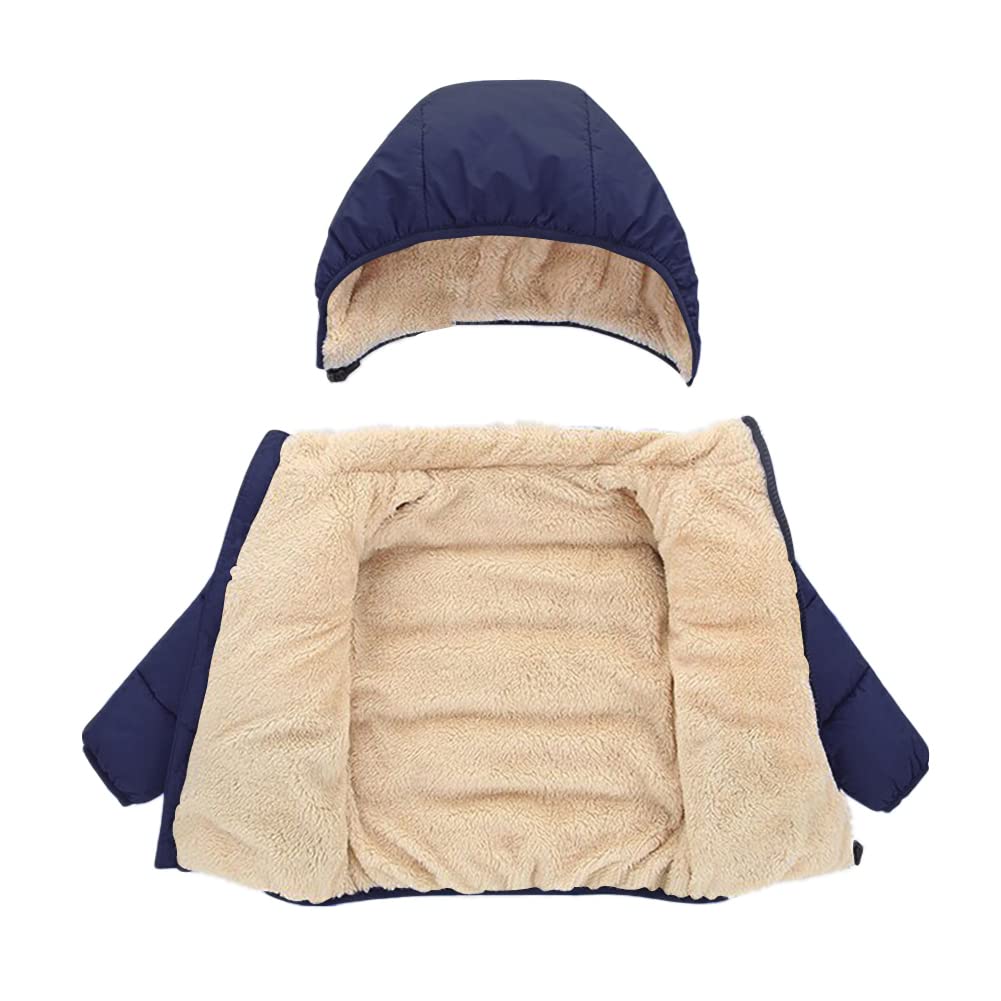Veste en duvet à capuche pour bébés garçons filles enfants, manteau d'hiver chaud et épais 18-24M marine