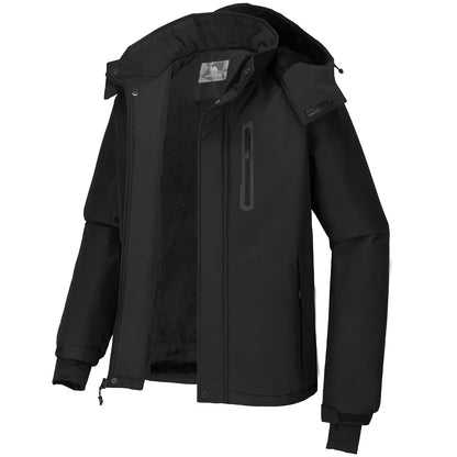 Hommes de Montagne Neige Imperméable Ski Veste Détachable Capuche Coupe-Vent Polaire Parka Veste De Pluie D'hiver Manteau Noir L