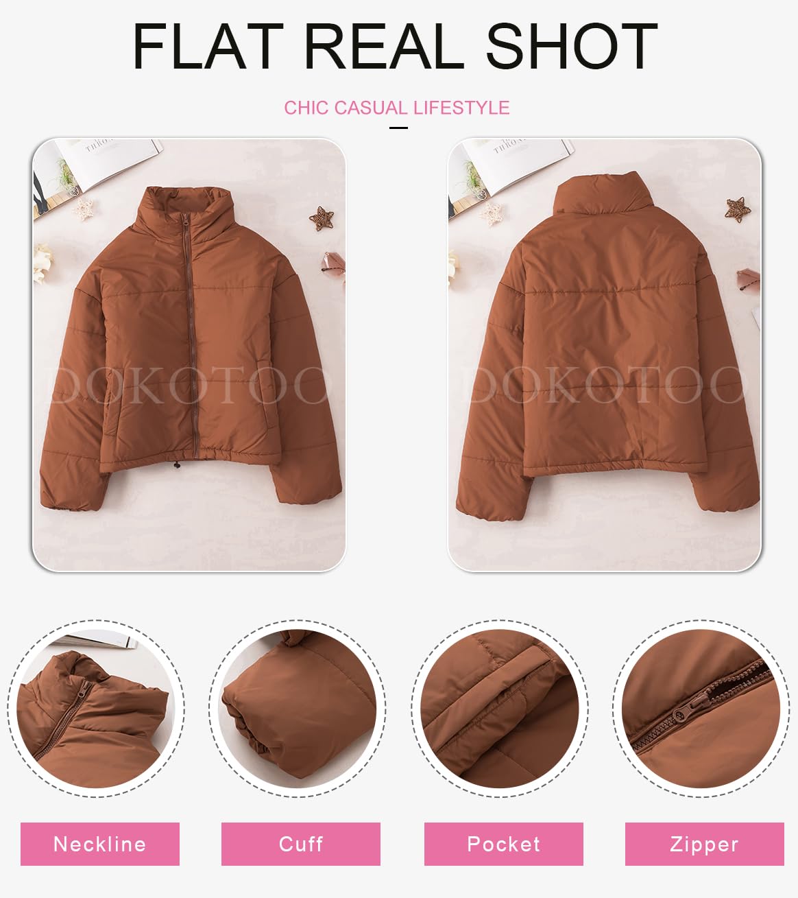 Womens hiver manteaux coupe-vent surdimensionné fermeture à glissière pleine avant cordon de serrage ourlet Bomber Puffer veste baggy court vers le bas manteaux pour les femmes chaud confortable doux vêtements avec poches moyen orange