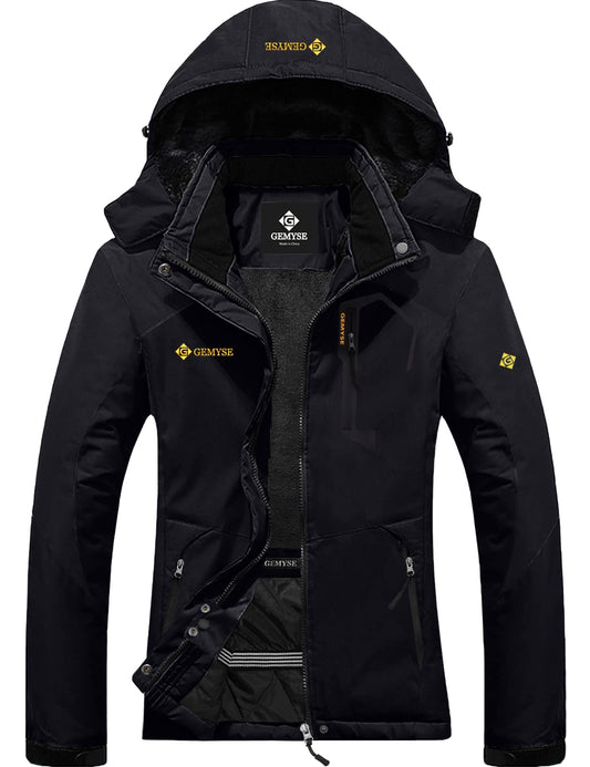 Veste d'hiver coupe-vent imperméable de pluie de ski de montagne des femmes (noir, moyen)
