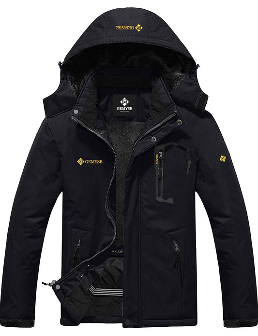 Veste d'hiver coupe-vent imperméable de pluie de ski de montagne des hommes (noir, moyen)