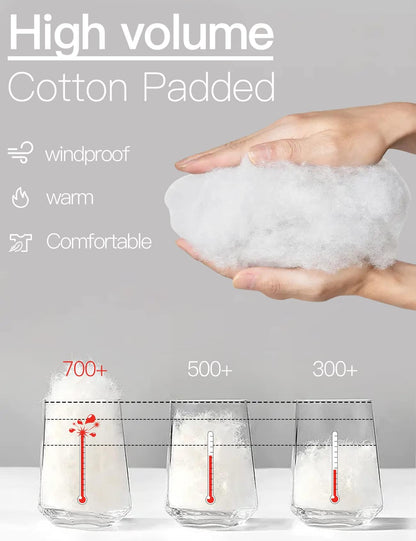 Femmes hiver chaud manches longues Zip devant court bouffant veste bouffante avec poches (noir-L)