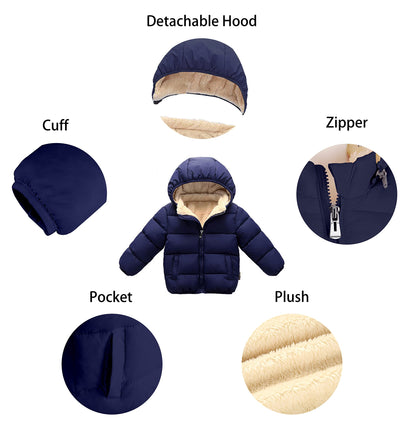 Veste en duvet à capuche pour bébés garçons filles enfants, manteau d'hiver chaud et épais 18-24M marine
