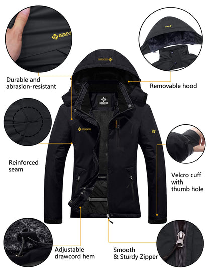 Veste d'hiver coupe-vent imperméable de pluie de ski de montagne des femmes (noir, moyen)