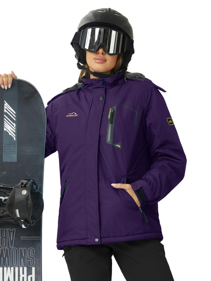 Veste de ski imperméable pour femme Veste de pluie coupe-vent Hiver Manteau de neige chaud Veste de randonnée en polaire pour femme