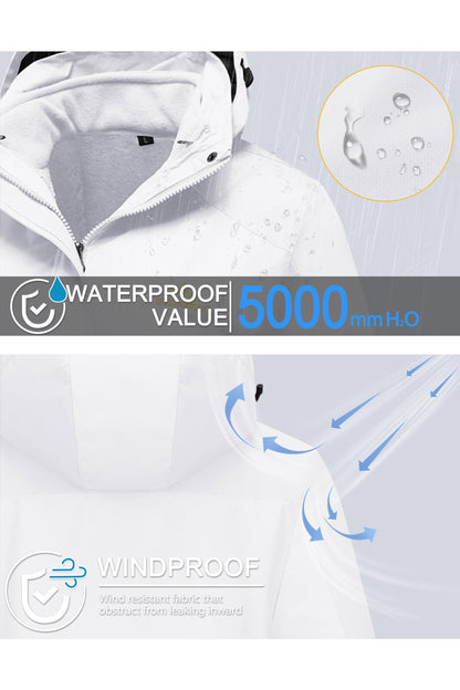 Vestes imperméables pour Femmes Hiver Ski Veste Polaire Montagne Veste En Plein Air Neige Randonnée Vestes Pur Blanc M