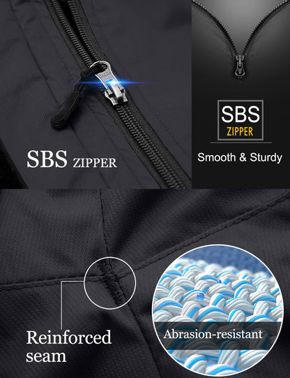 Veste de pluie coupe-vent d'hiver pour homme (noir gris, moyen)