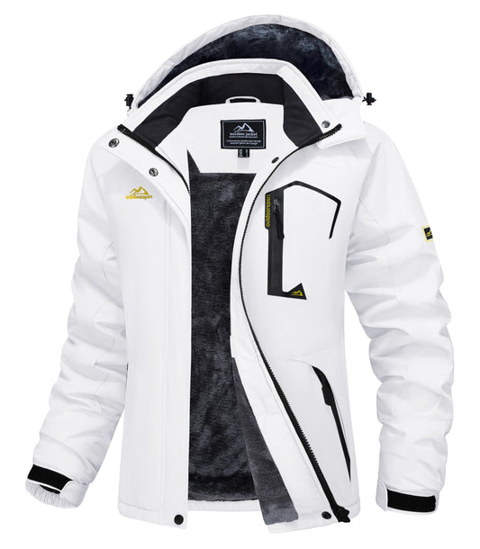 Femmes Neige Veste Capuche Ski Vestes Femmes À Capuche Chaud Vestes D'hiver Manteaux pour Femmes Coupe-Vent Isolé Vestes De Ski Blanc