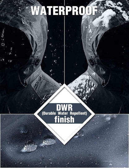 Veste d'hiver coupe-vent imperméable de pluie de ski de montagne des hommes (noir, moyen)