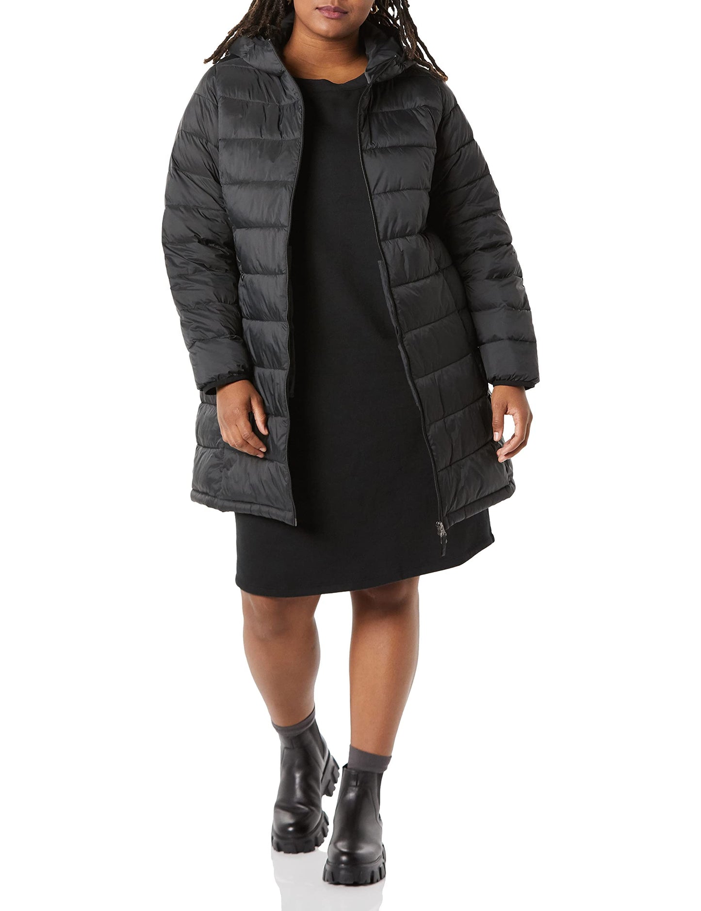 Manteau à capuchon léger résistant à l'eau des femmes (disponible dans plus la taille), noir, grand