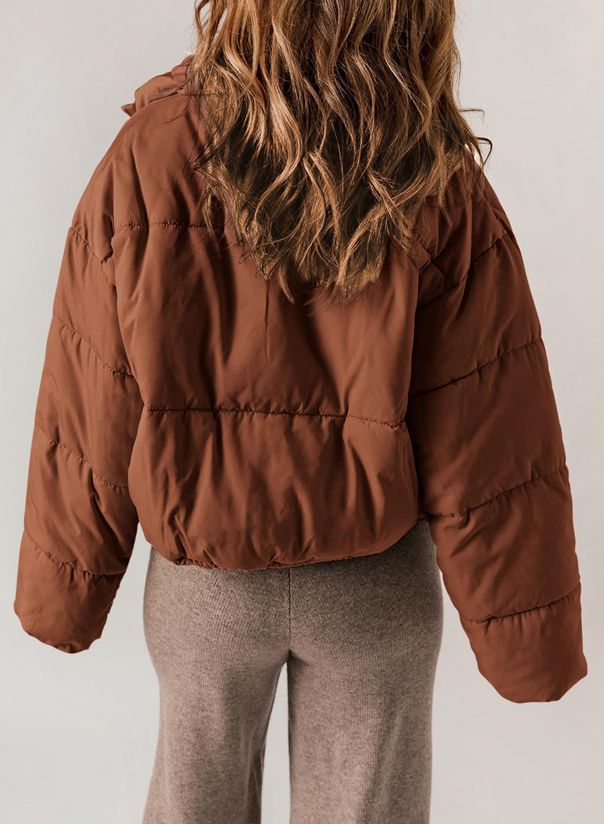 Womens hiver manteaux coupe-vent surdimensionné fermeture à glissière pleine avant cordon de serrage ourlet Bomber Puffer veste baggy court vers le bas manteaux pour les femmes chaud confortable doux vêtements avec poches moyen orange