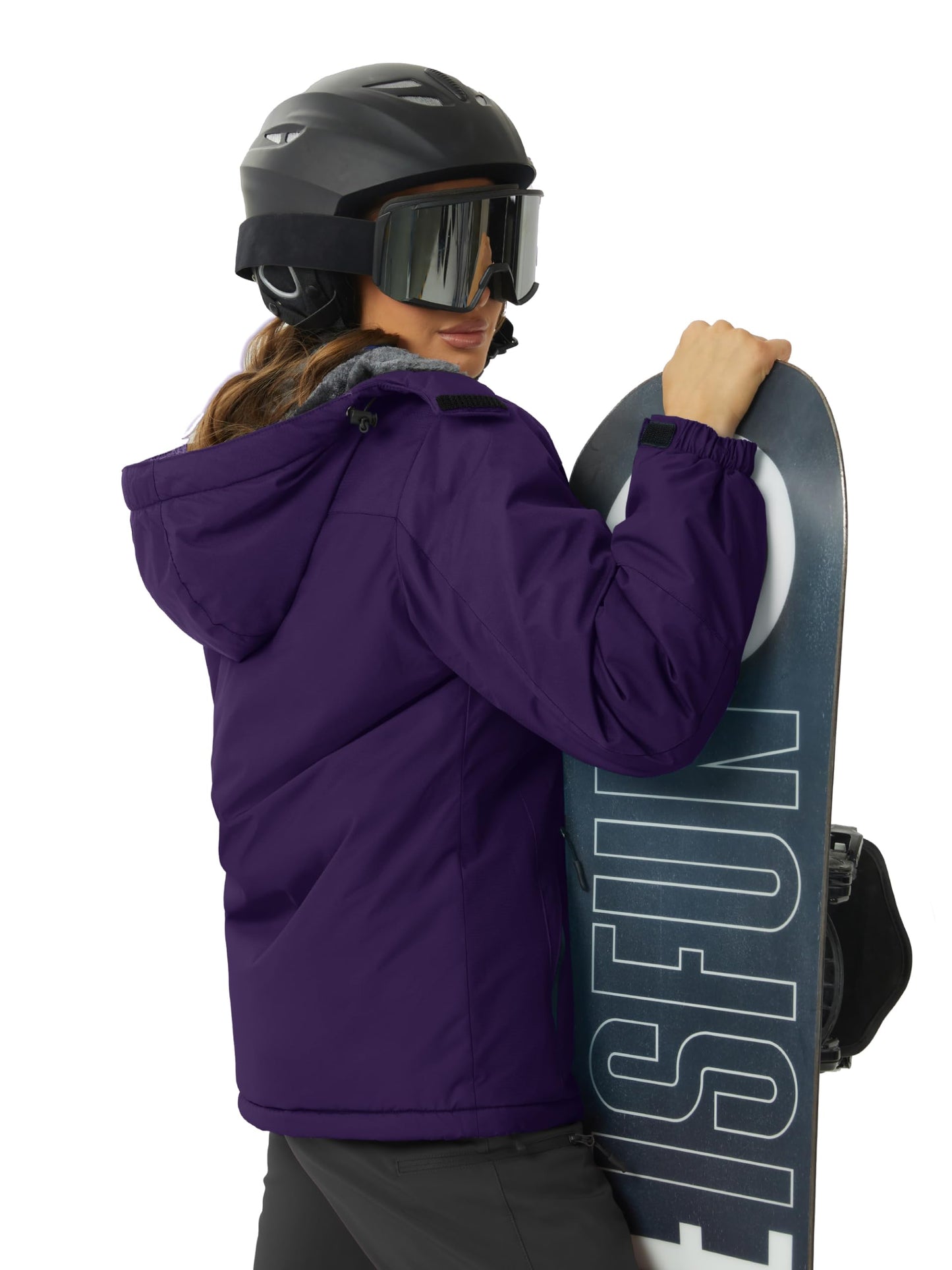 Veste de ski imperméable pour femme Veste de pluie coupe-vent Hiver Manteau de neige chaud Veste de randonnée en polaire pour femme